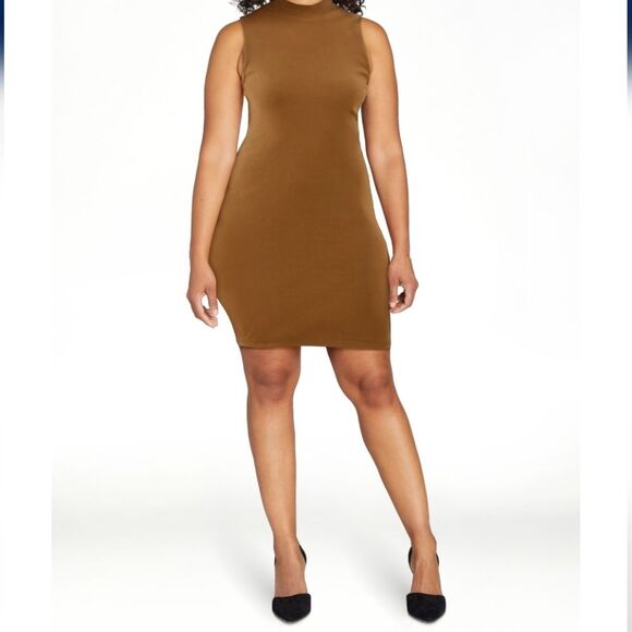 Sleeveless Ribbed Brown Dress - Picture 1 of 4